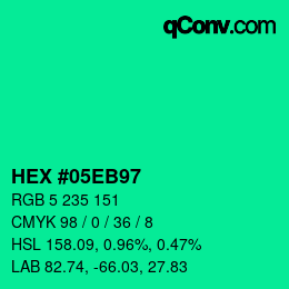颜色代码: HEX #05EB97 | qconv.com