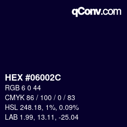 Color code: HEX #06002C | qconv.com