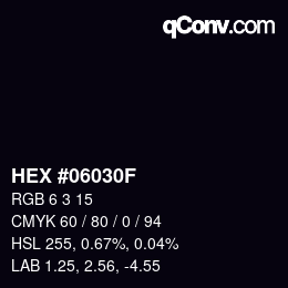 Color code: HEX #06030F | qconv.com