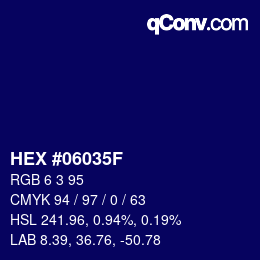 Color code: HEX #06035F | qconv.com