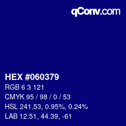 Color code: HEX #060379 | qconv.com
