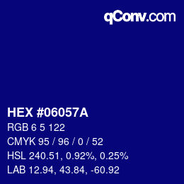 颜色代码: HEX #06057A | qconv.com