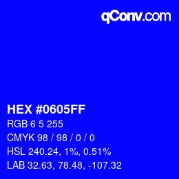 Color code: HEX #0605FF | qconv.com