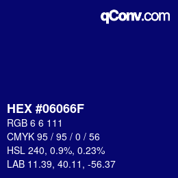 Color code: HEX #06066F | qconv.com