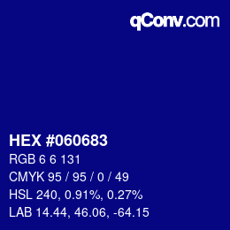 Color code: HEX #060683 | qconv.com