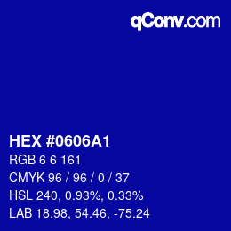 Color code: HEX #0606A1 | qconv.com