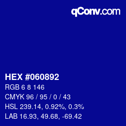 カラーコード: HEX #060892 | qconv.com