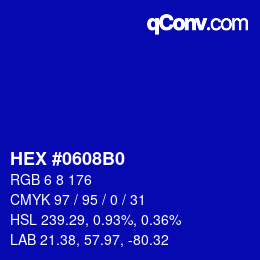 Código de color: HEX #0608B0 | qconv.com