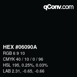 Color code: HEX #06090A | qconv.com