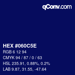 Farbcode: HEX #060C5E | qconv.com
