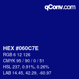 Color code: HEX #060C7E | qconv.com