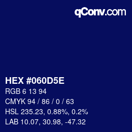 Color code: HEX #060D5E | qconv.com