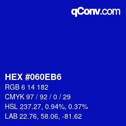 Color code: HEX #060EB6 | qconv.com