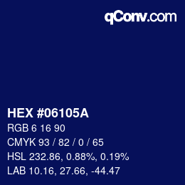 Farbcode: HEX #06105A | qconv.com
