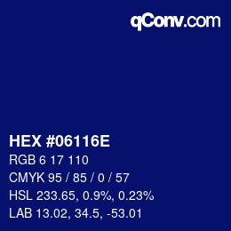 Color code: HEX #06116E | qconv.com