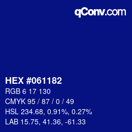 Color code: HEX #061182 | qconv.com