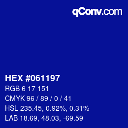 Color code: HEX #061197 | qconv.com