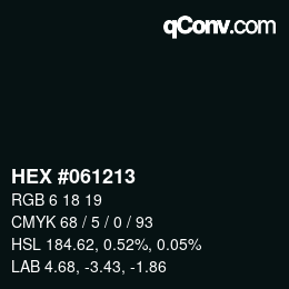 颜色代码: HEX #061213 | qconv.com