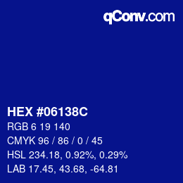 カラーコード: HEX #06138C | qconv.com