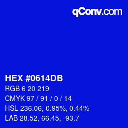 颜色代码: HEX #0614DB | qconv.com