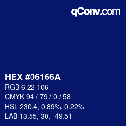 Color code: HEX #06166A | qconv.com