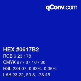 Color code: HEX #0617B2 | qconv.com