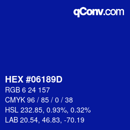 Color code: HEX #06189D | qconv.com