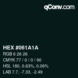 Color code: HEX #061A1A | qconv.com