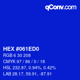 カラーコード: HEX #061ED0 | qconv.com
