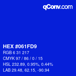 カラーコード: HEX #061FD9 | qconv.com
