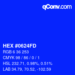 Color code: HEX #0624FD | qconv.com
