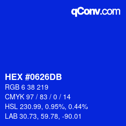 颜色代码: HEX #0626DB | qconv.com
