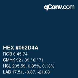 カラーコード: HEX #062D4A | qconv.com