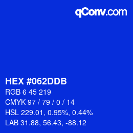 颜色代码: HEX #062DDB | qconv.com
