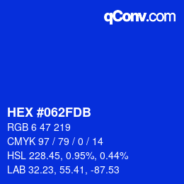 Color code: HEX #062FDB | qconv.com
