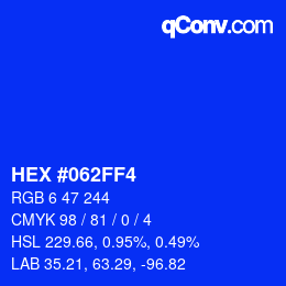 Color code: HEX #062FF4 | qconv.com