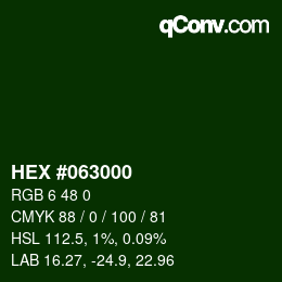 颜色代码: HEX #063000 | qconv.com