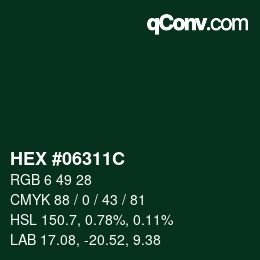 Farbcode: HEX #06311C | qconv.com