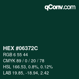 Color code: HEX #06372C | qconv.com