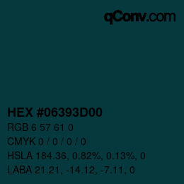Code couleur: HEX #06393D00 | qconv.com