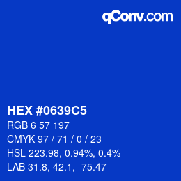 カラーコード: HEX #0639C5 | qconv.com