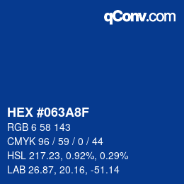 カラーコード: HEX #063A8F | qconv.com