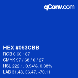 Color code: HEX #063CBB | qconv.com