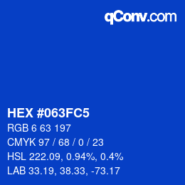 カラーコード: HEX #063FC5 | qconv.com