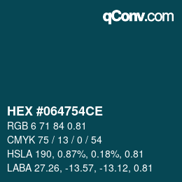 Farbcode: HEX #064754CE | qconv.com