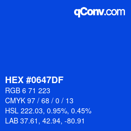 Color code: HEX #0647DF | qconv.com