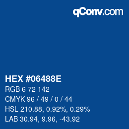 Color code: HEX #06488E | qconv.com