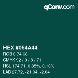カラーコード: HEX #064A44 | qconv.com