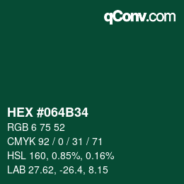 Color code: HEX #064B34 | qconv.com