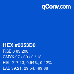 カラーコード: HEX #0653D0 | qconv.com